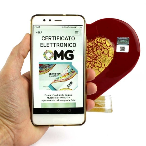 Hologramm-Markenaufkleber als Garantie dafür, dass es sich um ein Original-Murano-Glas-OMG®-Stück handelt 2