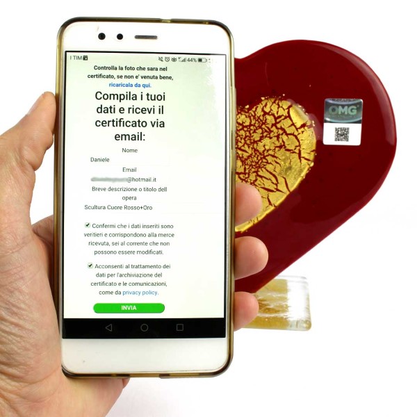 Hologramm-Markenaufkleber als Garantie dafür, dass es sich um ein Original-Murano-Glas-OMG®-Stück handelt 2