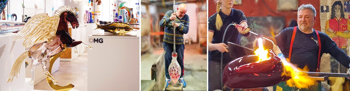 Ausstellungsraum, Ladengeschäft, Murano-Glasmanufaktur, oh mein Gott