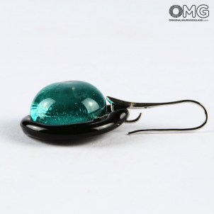 Orecchini in vetro sommerso circolare - verde acqua