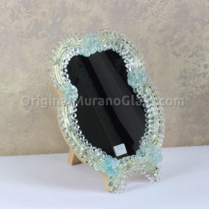 Flowers Light Blue Table Mirror Venetian