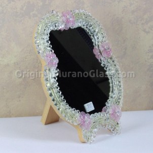 Flowers Pink Table Mirror Venetian