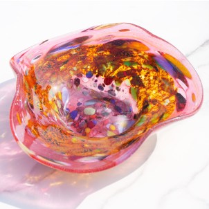 Piatto centrotavola - Rubino & Argento - Vetro di Murano Originale OMG