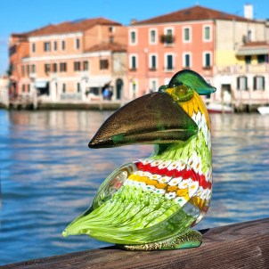 Tucano - murrine e oro - Collezione Lallero - Animali - Vetro di Murano Originale Omg