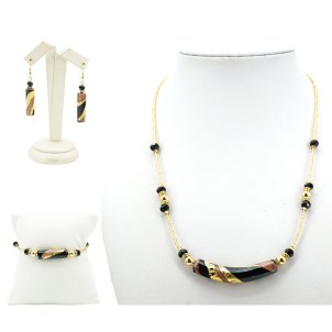 Parure Creta - Gold and black - Original Murano Glass OMG
