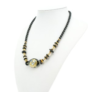 Necklace Tupis - Gold and black - Original Murano Glass OMG