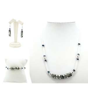 Parure Creta - Silver and black - Original Murano Glass OMG