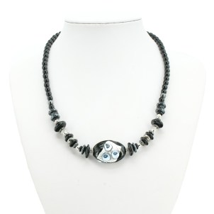 Necklace Tupis - Silver and black - Original Murano Glass OMG