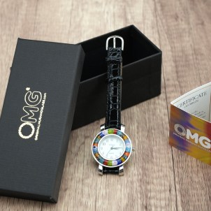 Unisex-Uhr – Schwarz und Millefiori – Original Murano-Glas OMG