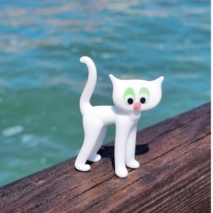 white Cat miniature - Original Murano Glass OMG
