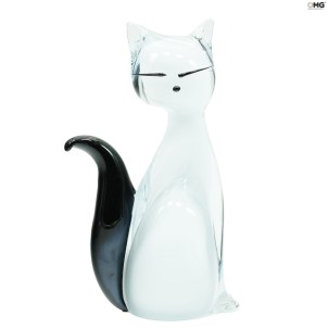 Gatto Bianco - Scultura Elegante - Vetro di Murano Originale OMG
