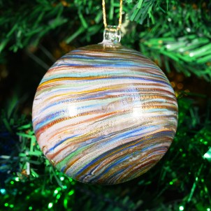 Palla di Natale - Viola Twisted Fantasy - Vetro di Murano Originale OMG