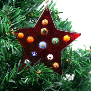Addobbi di Natale a Stella - 3 pezzi con Murrine - Vetro di Murano Originale OMG