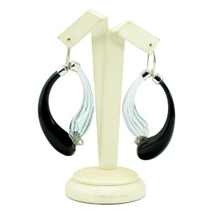 Denise Orecchini - Bianco Nero Filigrana -  Vetro di Murano Originale OMG
