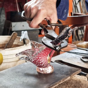 Flying duck Figurine - Sommerso with silver leaf - Orginal Murano Glass OMG