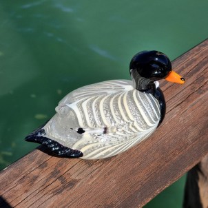 Duck - White and silver leaf - Original Murano glass OMG