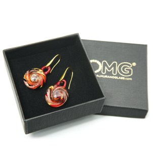 Orecchini in vetro sommerso - avventurina - Vetro di Murano Originale OMG