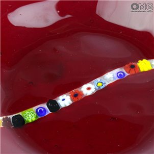Millefiori-Quadratteller, rot – Muranoglas – ohne Aufdruck