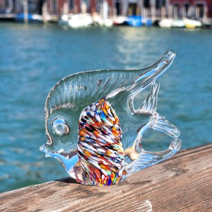 Fish moon Figurine - Multicolors Sommerso - Orginal Murano Glass OMG