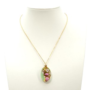 Bloom Pendant Jade - Oval - Murrine & Gold  - Orignal Murano Glass OMG 