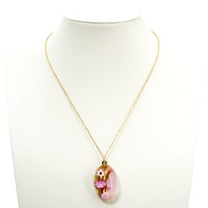 Bloom-Anhänger Tiffany Purple Rose – Oval – Murrine & Gold – Original Murano-Glas OMG 