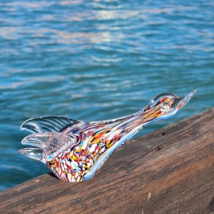 Flying duck Figurine - With multicolor Sommerso - Orginal Murano Glass OMG