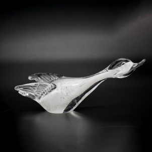 Flying duck Figurine - White Sommerso - Orginal Murano Glass OMG