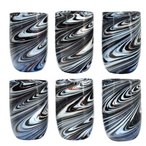 Set of 6 Drinking glasses - With Avventurina - Original Murano Glass