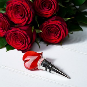 Flaschenverschluss „Love Heart“ – Lampwork – Original Murano-Glas OMG