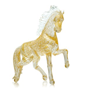 Horse with Gold 24 kt - Exclusive sculpture Original Murano Glass 