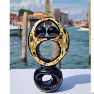 Skulptur „Hug Lovers“ – Klimt-Dekoration – Original Murano-Glas OMG