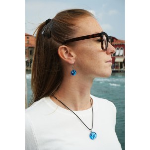 Parure Tono Round - light blue and silver - Original Murano Glass OMG