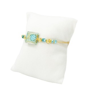 Bracelet Emily - Lightblue murrine and Gold - Original Murano Glass OMG