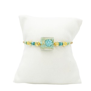 Bracelet Emily - Lightblue murrine and Gold - Original Murano Glass OMG