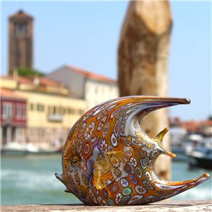 Fischfigur – Murrine Millelfiori und Gold – Original Murano-Glas