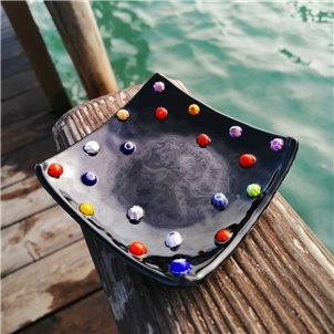 Millefiori-Teller – schwarz – Original Murano-Glas