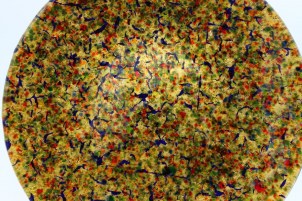 Runde Platte mit Millefiori-Muster und 24-karätigem Feingold – Original-Murano-Glas-Schale  Obstschale