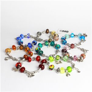 Pandoralike Bracciale - Rosso - Vetro di Murano Originale OMG