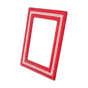 Fotorahmen, rot-weiß, Millefiori, Original Murano-Glas, OMG