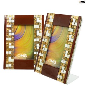 Fotorahmen „Corfu“ – Pompejanisch-rot und Gold – Original Murano-Glas OMG