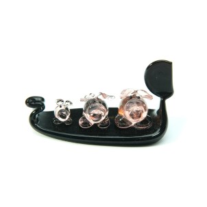 Family Pigs on gondola - Original Murano Glass OMG