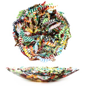 Plate Intrecci - Multicolor - Origina Murano Glass dish  Fruits holder