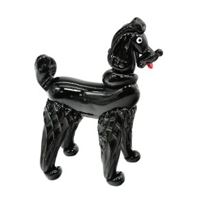 Pudel_schwarzer_Hund_Skulptur_Original_Murano-Glas_omg