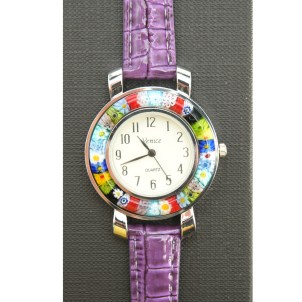 Unisex-Uhr – Violett und Millefiori – Original Murano-Glas OMG