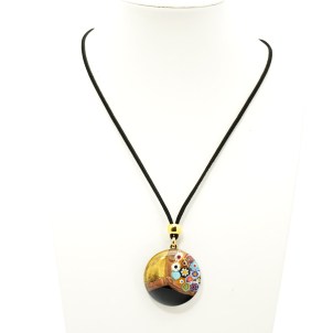 Anhänger-Halskette Raffaello – Schwarz & Gold – Original Murano-Glas OMG 