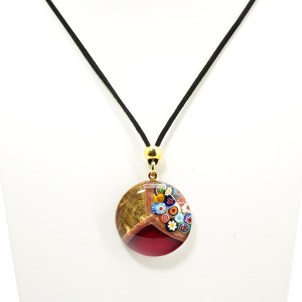 Anhänger-Halskette Raffaello – Rot & Gold – Original Murano-Glas OMG 