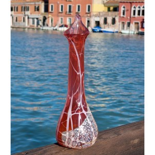Vaso Calla - Corallo + Argento - Vetro di Murano Soffiato