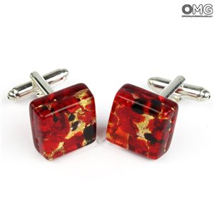 Manschettenknöpfe – rot – Original Murano-Glas OMG