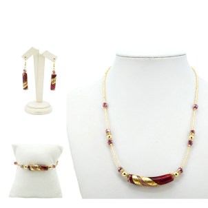 Parure Creta - Gold and red - Original Murano Glass OMG