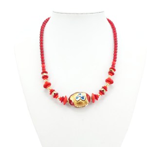 Necklace Tupis - Gold and Red - Original Murano Glass OMG